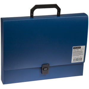 Папка портфель А4, пласт. на 1 отд., синий, 600мкм, 321*248*40 мм ,10260