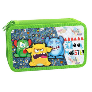 Пенал школьный School monster 190-110 мм,2 отд.,ламинат 58069