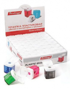 Точилка Berlingo с контейнером, с крышкой, ассорти, BBp_10039