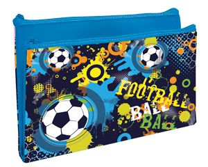 Пенал-кошелек школьный 2 отд. Цветной футбол,200*130,ткань,дизайн ,58220