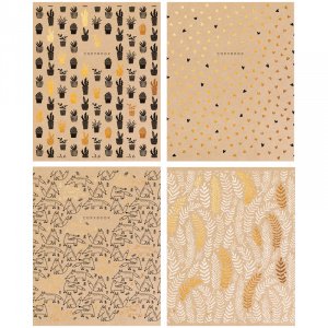 Тетрадь 48л, А5, блок офсет, обл. мел картон, Kraft pattern, клетка, ассорти, 276147/22282