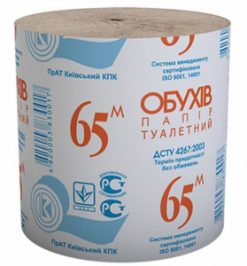 Хоз Туалетная бумага (без втулки) "Обухав" 65 метров