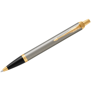 Ручка PARKER шариковая IM Brushed Metal GT, 1 мм, кнопочный механизм, 1931670