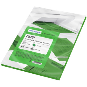 Бумага  Цветная А4, зеленая OfficeSpace, 80 гр, 50л, 245201