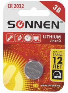 Батарейка 2032, для кальк. и др., SONNEN Lithium , 1шт.