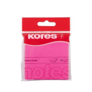 Бумага для заметок KORES, 75 х 75мм, неон розовая, 100л, 330461