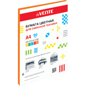 Бумага  Цветная А4, оранжевая интенсив deVENTE, 80 гр, 50л, 2072419