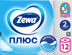 Хоз Туалетная бумага Zewa Plus Белая, 2-х сл., 12шт., 30м