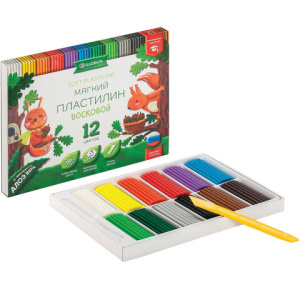 Пластилин 12 цветов , мягкий ,180 г. GLOBUS ПЛ12-01