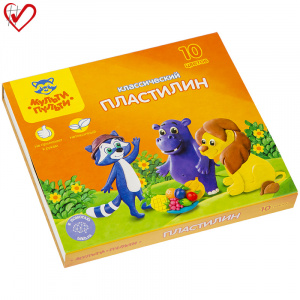 Пластилин 10 цв., Мульти-Пульти, "Приключения Енота", 200гр, со стеком, картон 10208
