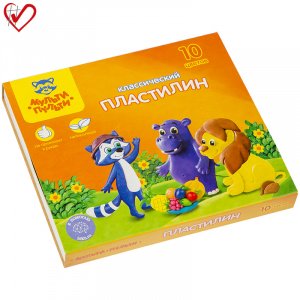 Пластилин 10 цв., Мульти-Пульти, "Приключения Енота", 200гр, со стеком, картон 10208