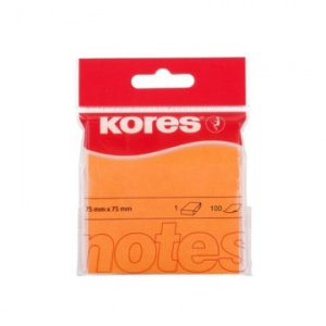 Бумага для заметок KORES, 75 х 75мм, неон оранжевая, 100л, 330459