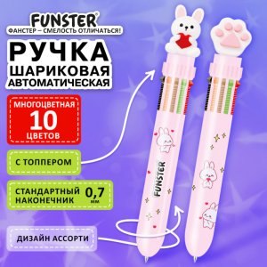 Ручка шариковая , автомат., 10-ти цветная, ассорти FUNSTER "WOW" 144382