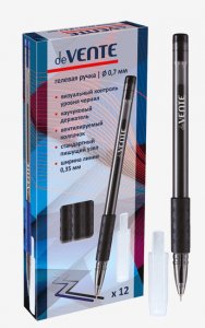 Ручка гелевая deVENTE. Smoky d=0,7 мм, резинов.держ., игольч. пишуш. узел, черный 5051609
