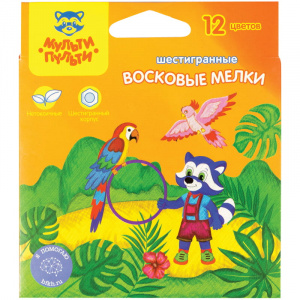 Мелки восковые 12 цв. Мульти-Пульти Енот в Новой Гвинее, 18725