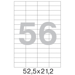 Этикетки самоклеящиеся  52,5x21,2, 56шт на листе А4, 80 г, бел., MEGA