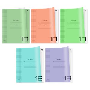 Тетрадь 18л, А5, блок офсет, пластик. обложка однотон. 5 цв., клетка, Т5ск18_пл 08928