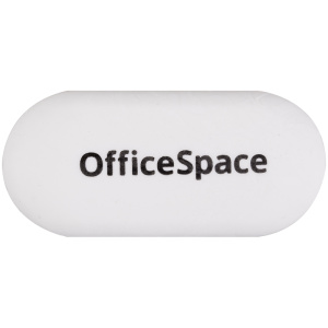 Ластик OfficeSpace, из термопластичной резины, белый, овальный 60*28*12 мм 10103