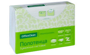 Хоз Полотенца бумажные д/рук Z сложения 2-х сл. 190л в пачке 21*23 OfficeClean 246254