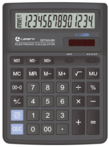 Калькулятор 14 разрядов LAMARK DDT424-BK, двойное питание, 143*193*38.4мм, настольный. черный