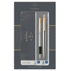Набор PARKER: "Jotter Stainless Steel GT" ручка шарик., 1,0мм и ручка пер., 1,0мм, подар.уп.2093257