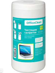 Салфетки чистящие  OfficeClean влажные для мониторов всех типов туба 100шт.,/248261