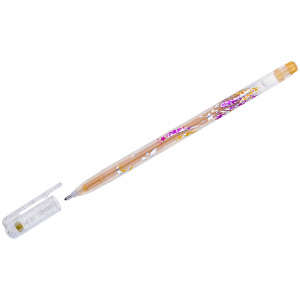 Ручка гелевая CROWN "Glitter Metal Jell" 1.0мм, золото с блестками Корея, MTJ-500GLS(D)