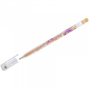 Ручка гелевая CROWN "Glitter Metal Jell" 1.0мм, золото с блестками Корея, MTJ-500GLS(D)