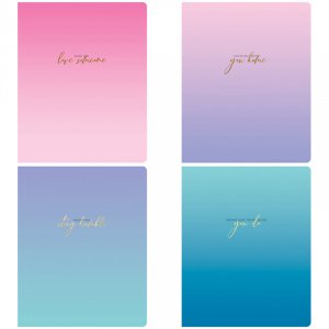 Тетрадь 48л, А5, блок офсет, обл. мел картон, Sky color quotes, клетка, ассорти, 290569/26468