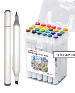 Маркеры для скетчинга 24 цвета , двусторонние,5044102