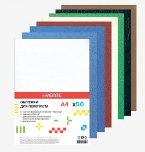 Обложки картонные А4, текстур., Кожа, 8 цветов ассорти, 50л. 4120303