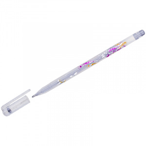 Ручка гелевая CROWN "Glitter Metal Jell" 1.0мм, серебро с блестками Корея, MTJ-500GLS(D)