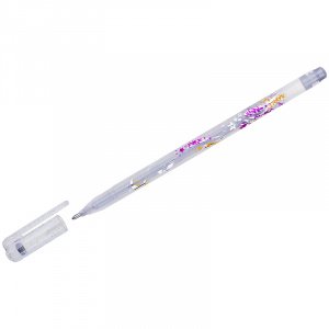Ручка гелевая CROWN "Glitter Metal Jell" 1.0мм, серебро с блестками Корея, MTJ-500GLS(D)