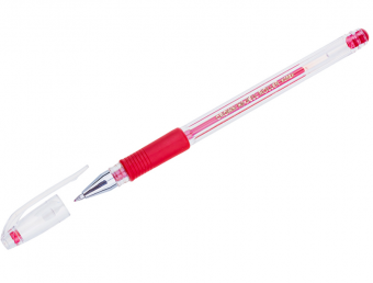 Ручка гелевая CROWN "Hi JellGrip" 0,5мм, красная, Корея, HJR-500