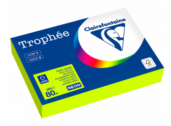 Бумага Цветная CLAIREFONTAINE, 80 г/кв.м, А4 (500л), неон, желтый, Франция, 2977PC