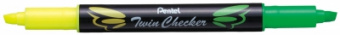 Маркер выделитель текста Pentel Twin Cheker 1-3.5 мм желт/салатовый SLW8
