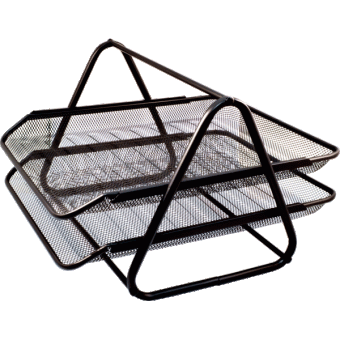 Лоток д/бумаг deVENTE 2 секции металл горизонт.,черный,3101702