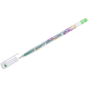 Ручка гелевая CROWN "Glitter Metal Jell" 1.0мм, св.-зеленая с блестками Корея, MTJ-500GLS(D)