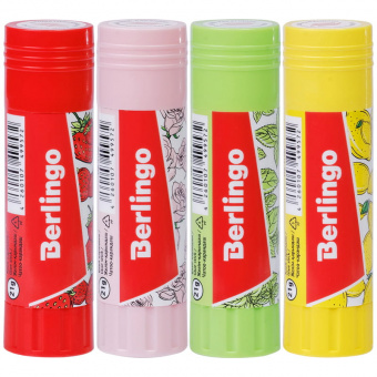 Клей-карандаш 21 г Berlingo AROMA, ароматизированный(мята,лимон,клубника,роза) 