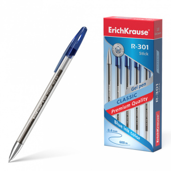 Ручка гелевая Erich Krause R-301 "Classic gel", синяя,0,5мм 53346