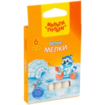 Мел школьный белый, 6 шт/упак., круглый, Мульти-Пульти, WC_16648