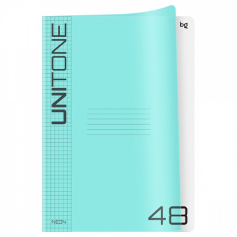 Тетрадь 48л, А4, BG "UniTone. Neon", обложка пластик, клетка ,неон голубой Т4ск48_пл 57513