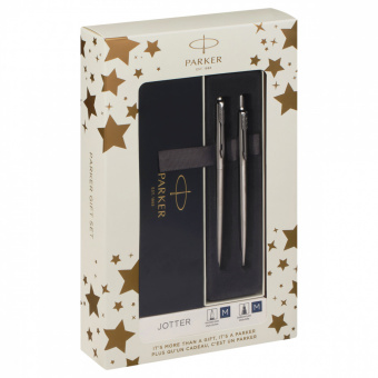 Набор PARKER: "Jotter Stainless Steel CT" ручка шарик., 1,0мм и ручка пер., 1,0мм, подар.уп.2093258