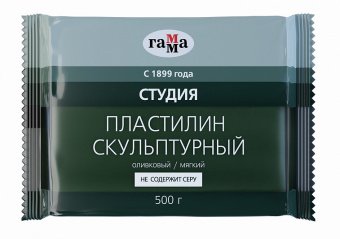 Пластилин скульптурный оливковый 0,5 кг.мягкий, 8042900
