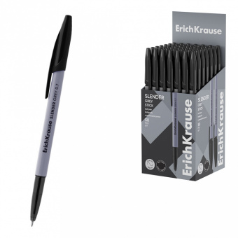 Ручка шариковая Erich Krause, Slender Stick Grey Super Glide Technology черный,0,7мм, 63086