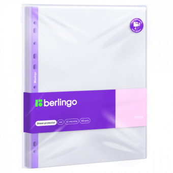Папка-файл А4, Berlingo , плотная (50мкм), с боковой перфорац., глянцевая.,100 шт.(мультифора) А4050