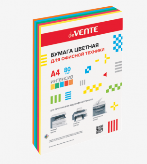 Бумага  Цветная А4, mix, 5цв deVENTE Intensive, 80 гр, 500л, 2072707