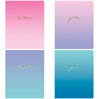 Тетрадь 48л, А5, блок офсет, обл. мел картон, Sky color quotes, клетка, ассорти, 290569/26468