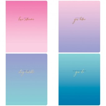 Тетрадь 48л, А5, блок офсет, обл. мел картон, Sky color quotes, клетка, ассорти, 290569/26468