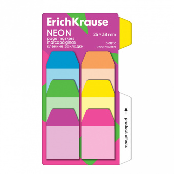 Блок-кубик , 38х25, 6цв.х10л., пластик ,неон, ErichKrause 61585